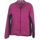 Marc New York Knit Fleece Jacket Womens Large Raspberry Black Full Zip Athletic
