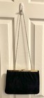 Women s Hl Vintage 1970 s Navy Blue Velvet Gold Clasp Clutch Purse Mid Century 