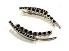 Fas Sterling Silver Black Cz Cubic Zirconia Rhinestone Climbers 1  Earrings New