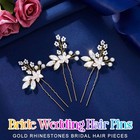 Crystal Bride Wedding Hair Pins Flower Bridal Head Piece Pearl Hair Accessori   