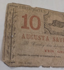 1861 Augusta Savings Bank  georgia   Ten Cents Bank Note  Civil War Era