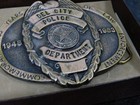 Del City Police Commemorating Brass Belt Buckle Vintage 1948 To 1983 Oklahoma