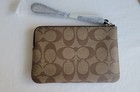 New Coach Signature Corner Zip Wristlet Wallet 58035 Khaki Surplus
