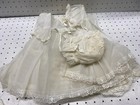 Vintage Girls Christening Dress Set 12-18m White A-line Chiffon Lace Formal