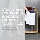 Bamboo 3 Tier Outdoor Towel Metal Rack Holder Free Standing For Bathrooms  Beach