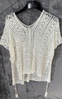 Top Women Cover Up Beachy Medium Boho White Whimsigoth Open Crochet Hippie