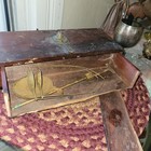 Vintage Antique Gold Scale In Wood Box Incomplete