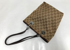 Gucci Gg Canvas Tote Bag Shoulder Bag Leather Brown Mini