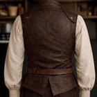 Men s Vintage  Leather Lace-up Vest Viking Medieval Warrior Waistcoat
