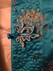 Vtg Chinese Silky Reversible Mandarin Collar Jacket  Blue   White Satin  Flowers