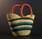 African Bolga Basket Handwoven Straw Market Tote Ghana-g5593
