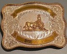 Vintage Noble Silver Plate Western Cowboy Horse Floral Buckle 