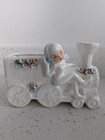 Rare Lefton Iridescent Pixie Elf On Train Planter Vase 