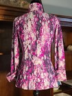 Western Show Shirt Pink Grey Fitted S 34 Bust   Rhinestone Zipper