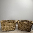 Woven Baskets Lot Of 4 Vintage 2 4    Tall One With Lid And One Hanging 