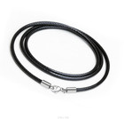 2mm Black Leather Cord Necklace Sterling Silver With Lobster Clasp 14-32  Chain