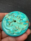 Wonderful Chinese Turquoise Hand Carved  2lee Dragons Relief  Little Bi