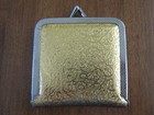 Vintage Metallic Gold Tone Padded Double Mirror Compact