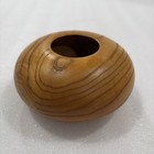 Vtg Hand Made Wood Bowl Squat Disc Lathe Turned Trinket Bowl Pine    5 5   x 2   euc