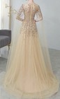 Proly Champagne Sequin Ball Gown With Cape     Prom Dress