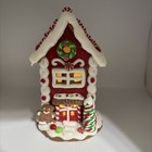 Lighted Gingerbread House Peppermint Candy Glittery Figurine Christmas Decor 8   