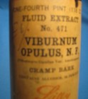 Vintage Eli Lilly Viburnum Opulus  N f  Empty Bottle Free Shipping     Hh