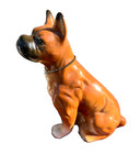 Antique Boxer Dog Porcelain Figurine With Chain Name Tag Collar 5 75 Inches