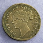          1840 Nova Scotia One Penny Token Queen Victoria Colonial Coin    cf33