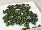 2 Pounds Long Oval Black   Electric Green India Handmade Glass Beads Lot  eb-9    