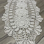 12 x28  Vintage Hand Crochet Lace Table Runner Oval Dresser Scarf Doily Wedding