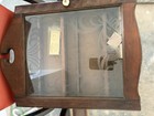 Vintage Wooden Wall-mounted Tobacco Pipe Display Cabinet With A Frosted Or Etche