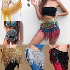 Belly Dance Skirt Wrap Tassel Fringe Sequin Hip Scarf Belt Party Skirt Costume