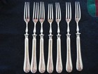 Seven  7  Antique Sterling Silver English Cocktail fish Forks - Mid 1800 s