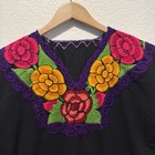 Authentic Hand Embroidered Mexican Blouse Medium Flowers Zinacantan