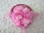 Pink Polkadots Fascinator Pillbox Flower Feather Hat Hair Clip Wedding Tea Party