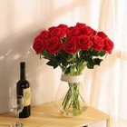  10pcs Artificial Roses Flowers  Realistic Blossom Roses  Real Touch Silk Red