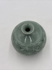 Vintage Rare Crane Design Celadon Glazed Ceramic Pottery Korean Vase Signed 5 