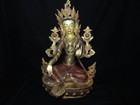 Nepal Tibet Buddhist 13  Partial Gilt Copper Green Tara Offering Statue  a13 