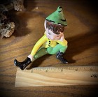 Vintage Kitschy Holland Mold Co Sitting Green   Yellow Porcelain Elf Pixie Fairy