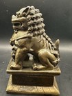 Vintage Chinese Brass Feng Shui Foo Lion dog Guardian Art Figurine