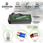 2x Ovonic 14 8v 80c 6200mah 4s Hardcase Lipo Battery Ec5 For Rc Car Arrma Truck