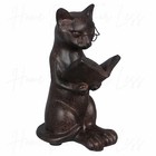 Rustic Cat Reading Garden Figurine Resin Statue Sculpture Tabletop Home Decor