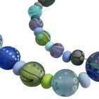 Handmade Lampwork Blue Purple Green Abstract Matte Finish Glass Bead Set 45 Pc 
