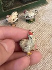 Antique Erzgebirge German Chicken Coop 5 Lead Hens Miniature Farm Toy C1900