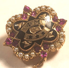 Vintage 14k Gold Phi Mu Sorority Pin With Small Stones And Seed Pearls 4 9 Grams