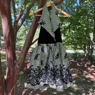 Vtg 80s Susan Roselli Vijack Velvet Halter Dress Gingham Plaid Metallic Prom 7 8