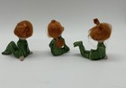 Vintage Napco Set Of 3 Ceramic Pixies With Orange Hair  green 