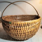 Wonderful Old Antique Hand-woven Basket With Handle Probably From The 1800 s