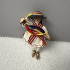 Vintage 5    Romanian Folk Art Doll Linen Clothes Plastic Face Beaded Hat Figurine