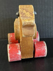 Vintage Folk Art Child s  Toy Wooden Duck On Wheels Hand Crafted And Painted